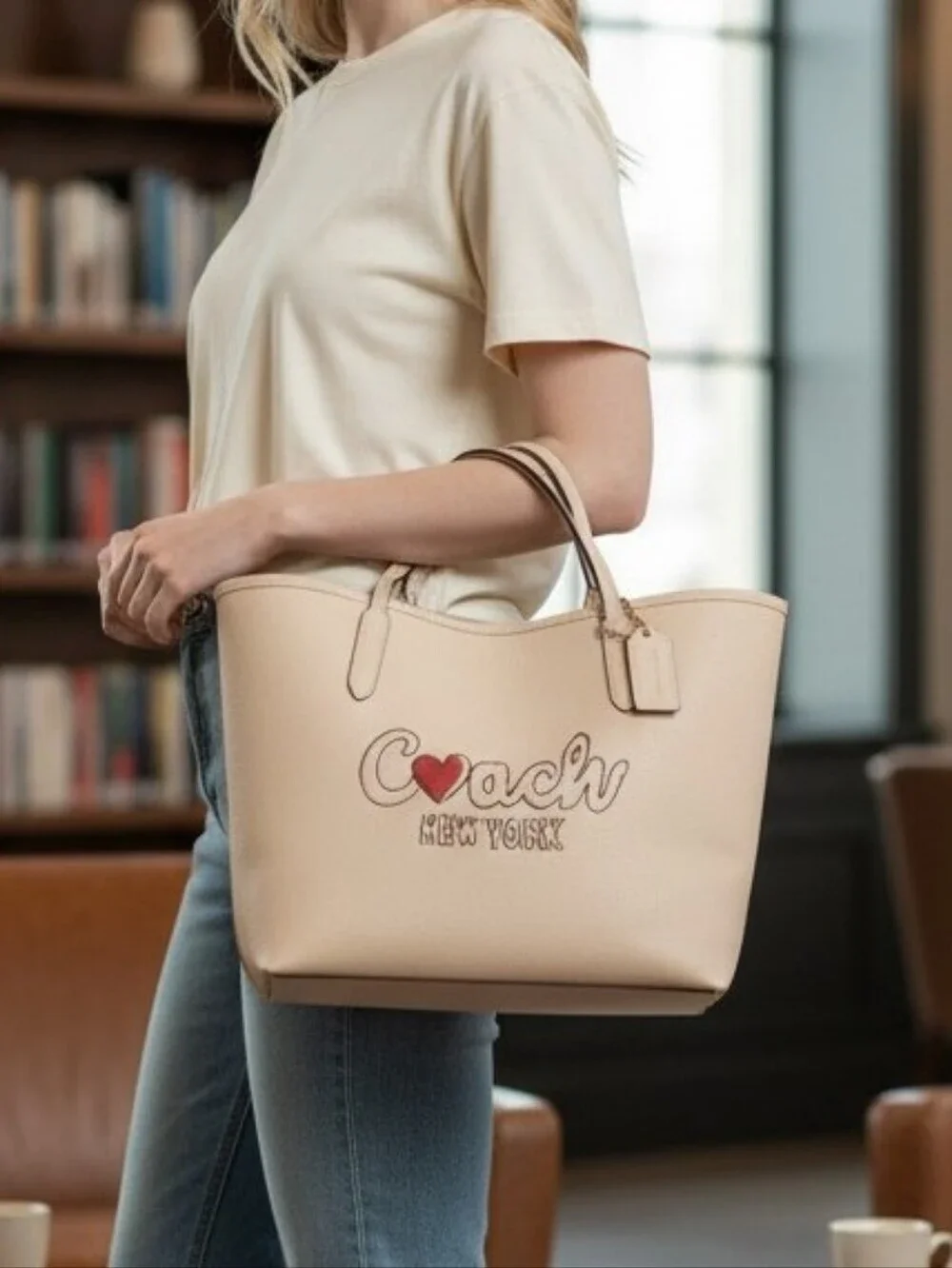 NWOT NEW I LOVE NY X Coach City Tote in chalk refined pebble leather Bag Purse